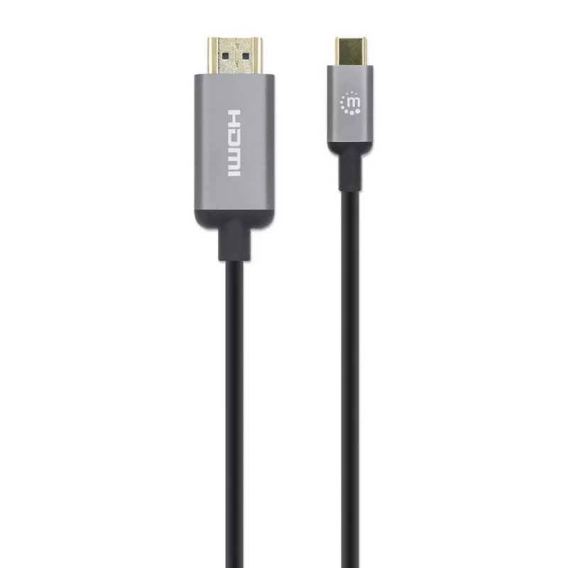 Manhattan USB-C–HDMI kabelis, 4K@60Hz, 2m, melns, vīrišķais–vīrišķais, trīs gadu garantija, ekvivalents CDP2HD2MBNL