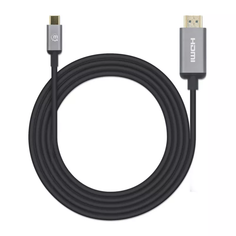 Manhattan USB-C–HDMI kabelis, 4K@60Hz, 2m, melns, vīrišķais–vīrišķais, trīs gadu garantija, ekvivalents CDP2HD2MBNL
