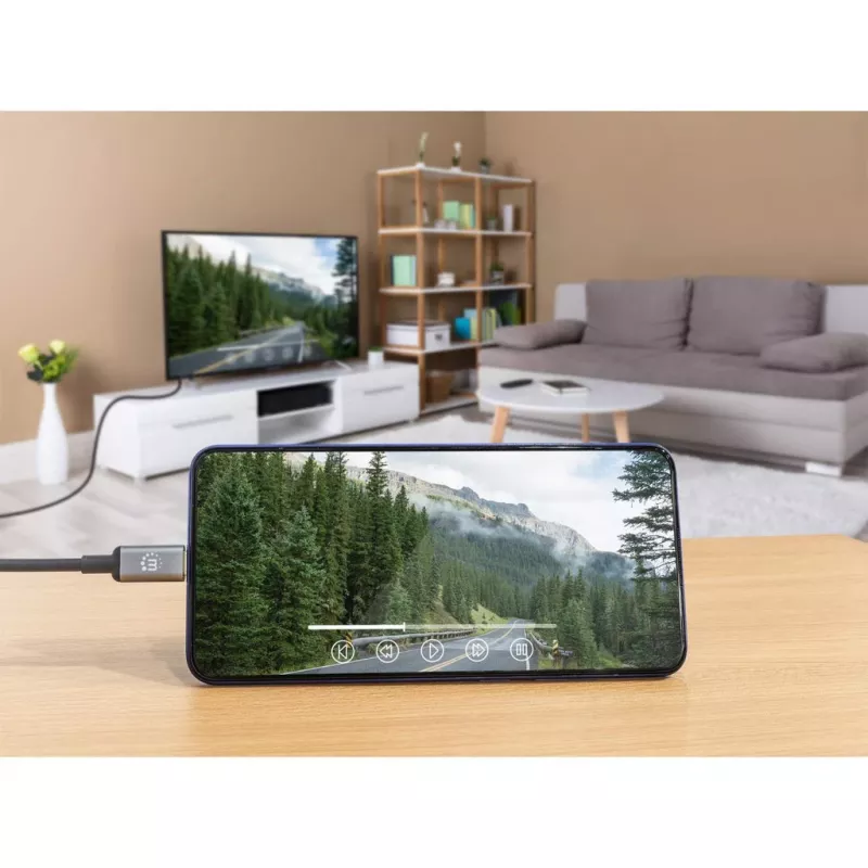 Manhattan USB-C–HDMI kabelis, 4K@60Hz, 2m, melns, vīrišķais–vīrišķais, trīs gadu garantija, ekvivalents CDP2HD2MBNL