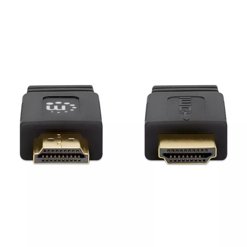 Manhattan HDMI kabelis ar Ethernet (plakans), 4K@60Hz (Premium High Speed), 5 m, vīr.-vīr., melns, Ultra HD 4k x 2k, pilnībā ekranēts, apzeltīti kontakti, mūža garantija