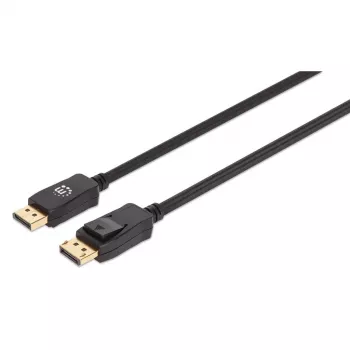 Manhattan DisplayPort 1.4 kabelis, 8K@60Hz, 3m, pīts kabelis, vīrietis-vīrietis, ar fiksatoriem, pilnībā ekranēts, melns, mūža garantija, ekvivalents DP14MM3M