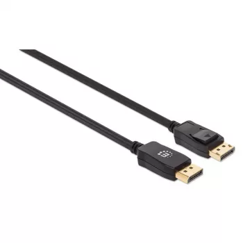 Manhattan DisplayPort 1.4 kabelis, 8K@60Hz, 3m, pīts kabelis, vīrietis-vīrietis, ar fiksatoriem, pilnībā ekranēts, melns, mūža garantija, ekvivalents DP14MM3M