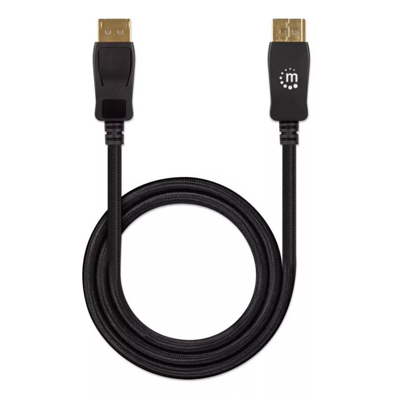 Manhattan DisplayPort 1.4 kabelis, 8K@60Hz, 3m, pīts kabelis, vīrietis-vīrietis, ar fiksatoriem, pilnībā ekranēts, melns, mūža garantija, ekvivalents DP14MM3M