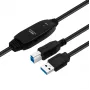 MicroConnect USB 3.2 Gen 1 A-B aktīvais kabelis 10 m, melns, USB A uz USB B