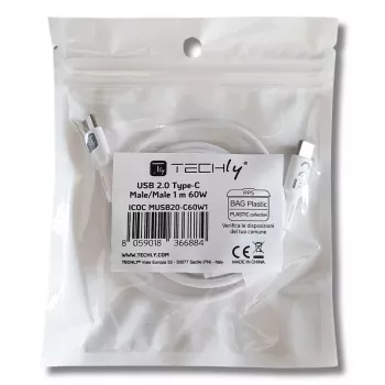 Techly ICOC-MUSB20-C60W1 USB kabelis USB 2.0 1 m USB C Balts