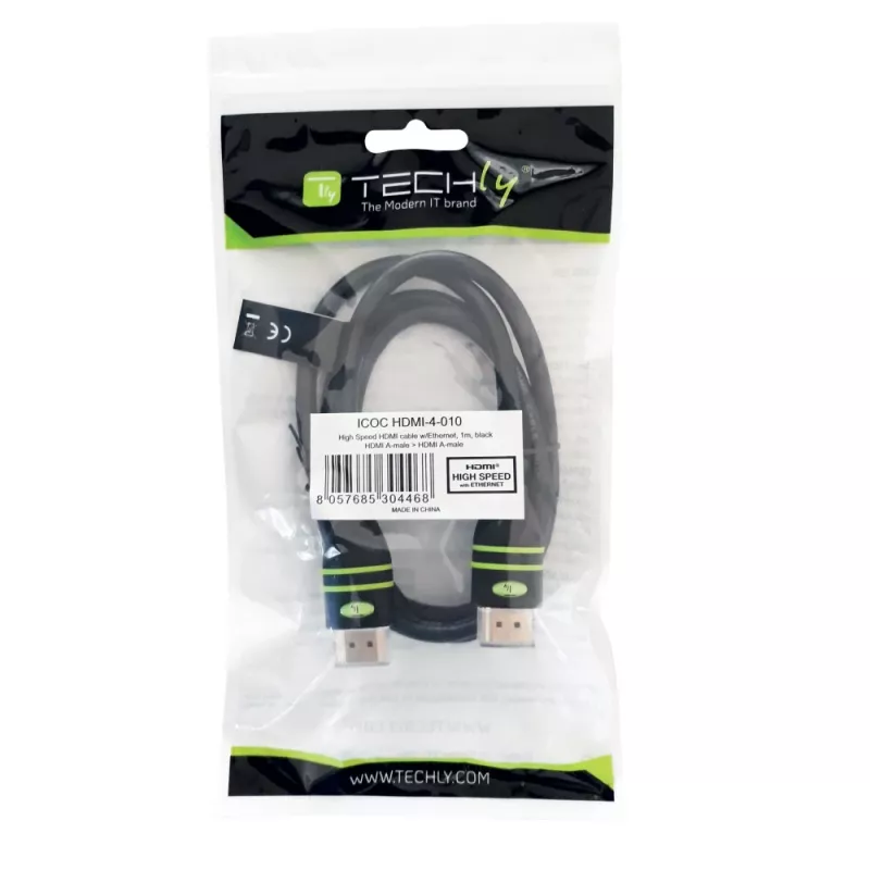 Techly 2m High Speed HDMI kabelis ar Ethernet A/A M/M Melns ICOC HDMI-4-020