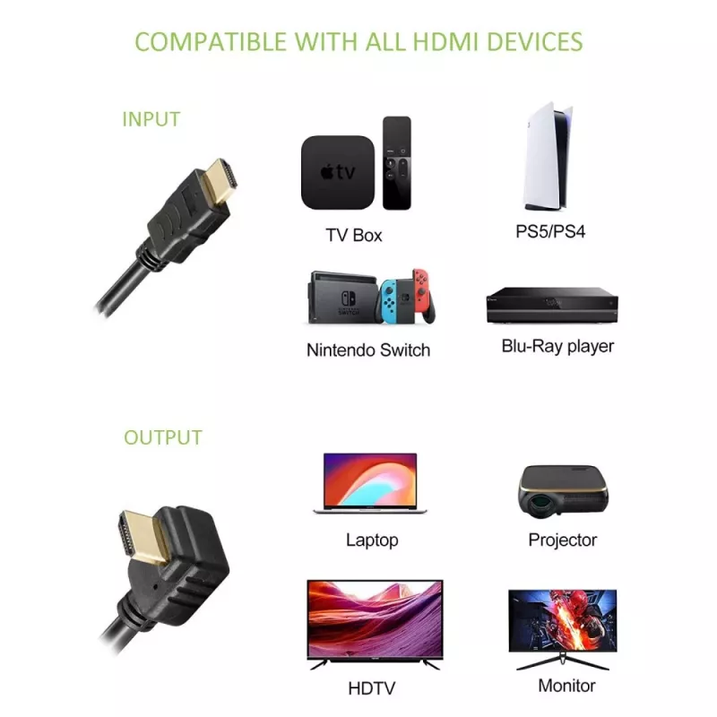 Techly 5m High Speed HDMI kabelis ar Ethernet A/A M/M leņķa melns ICOC HDMI-LE-050