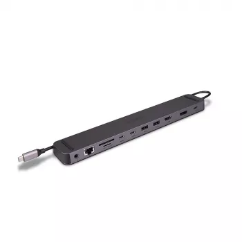 Lindy DST-Mini XT 810, USB-C klēpjdatora mini dokstacija ar vienu displeju (8K) vai diviem displejiem (4K60) un 100W caurlaides uzlādi