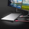 Lindy DST-Mini XT 810, USB-C klēpjdatora mini dokstacija ar vienu displeju (8K) vai diviem displejiem (4K60) un 100W caurlaides uzlādi