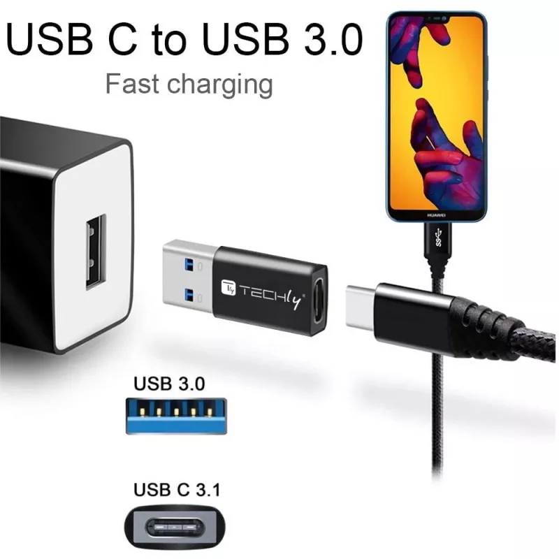 USB savienotāju adapteris Techly IADAP USB3-AFT USB A uz USB C melns