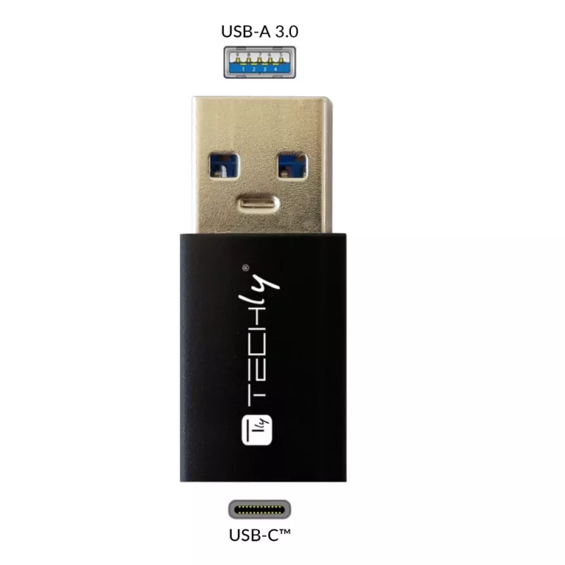 USB savienotāju adapteris Techly IADAP USB3-AFT USB A uz USB C melns