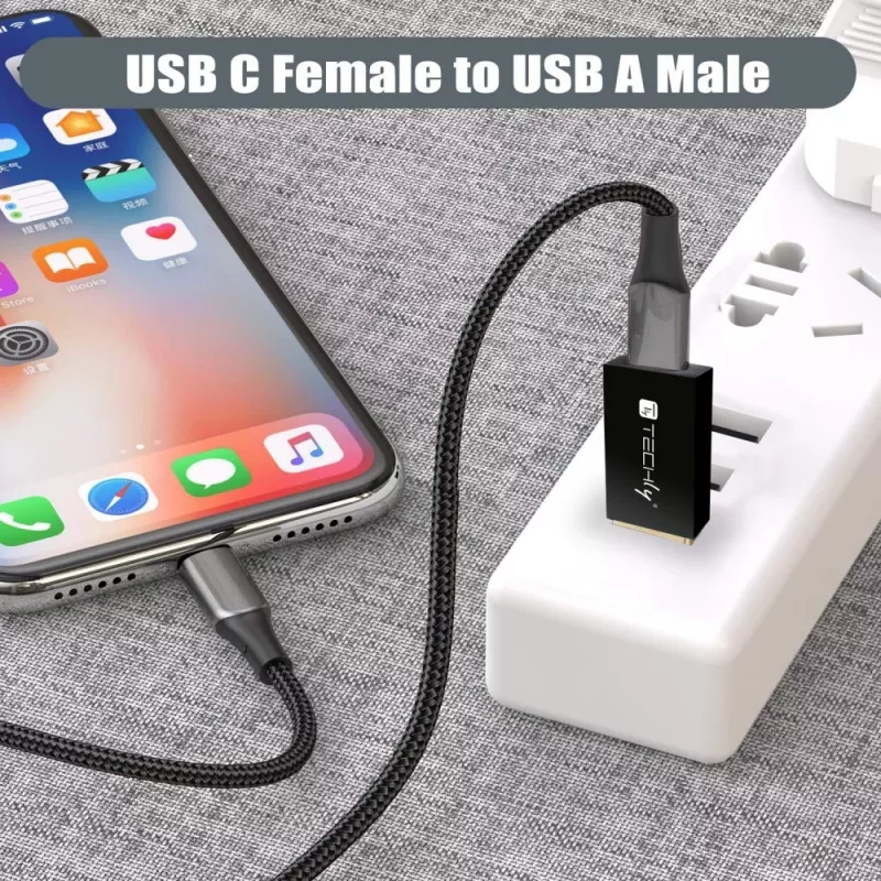 USB savienotāju adapteris Techly IADAP USB3-AFT USB A uz USB C melns