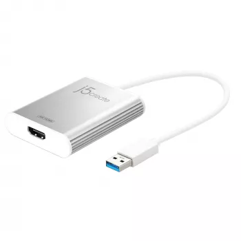 j5create JUA354 USB 3.0 uz 4K HDMI displeja adapteris, sudraba krāsā