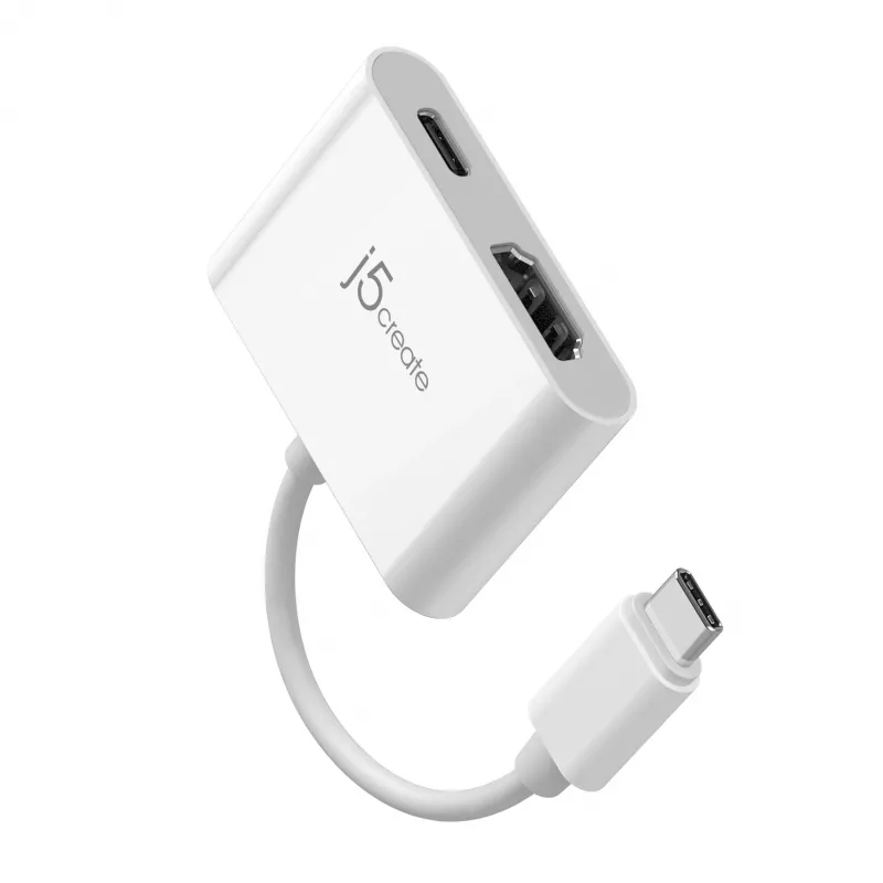 j5create JCA152 USB-C® uz 4K HDMI™ adapteris ar jaudas piegādi, melns