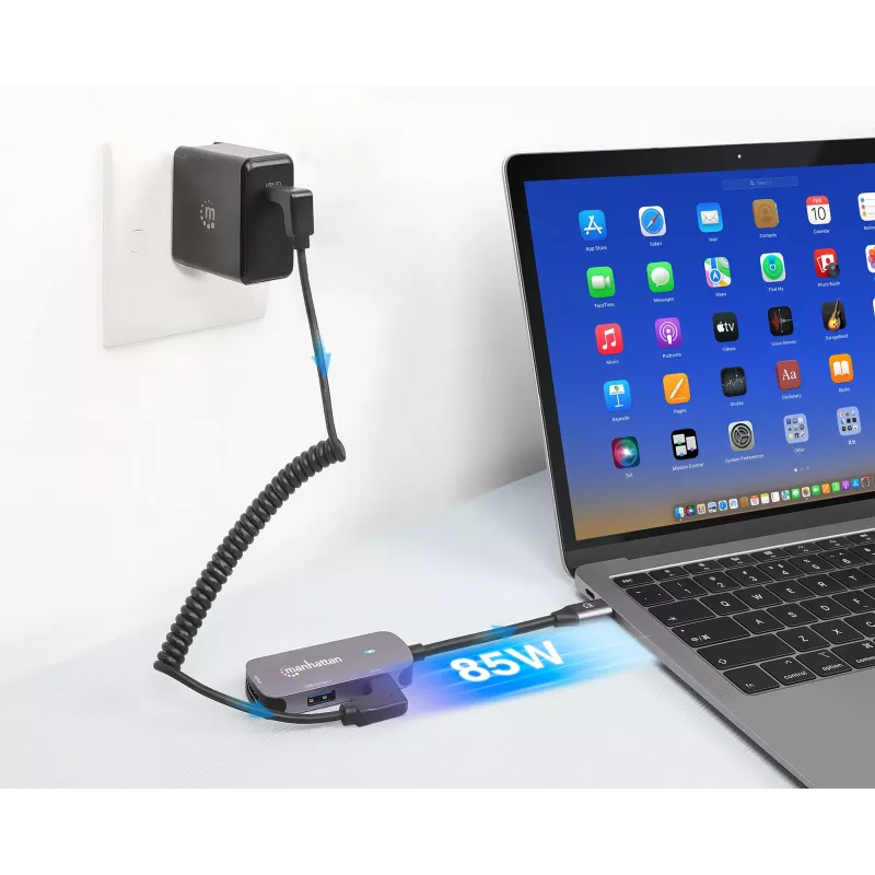 Manhattan USB-C dokstacija/sadalītājs HDMI USB-A USB-C 100 W Power Delivery 4K 60Hz