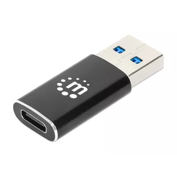 Manhattan USB-C uz USB-A adapteris, sieviešu uz vīriešu, 10 Gbps (USB 3.2 Gen2 jeb USB 3.1), SuperSpeed+ USB, melns, mūža garantija