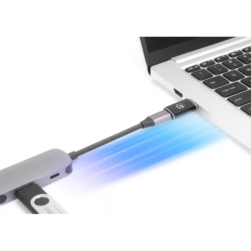 Manhattan USB-C uz USB-A adapteris, sieviešu uz vīriešu, 10 Gbps (USB 3.2 Gen2 jeb USB 3.1), SuperSpeed+ USB, melns, mūža garantija