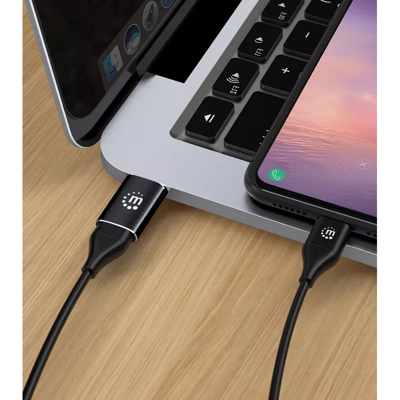 Manhattan USB-C uz USB-A adapteris, sieviešu uz vīriešu, 10 Gbps (USB 3.2 Gen2 jeb USB 3.1), SuperSpeed+ USB, melns, mūža garantija