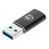 Manhattan USB-C uz USB-A adapteris, sieviešu uz vīriešu, 10 Gbps (USB 3.2 Gen2 jeb USB 3.1), SuperSpeed+ USB, melns, mūža garantija