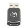 Manhattan USB-C uz USB-A adapteris, sieviešu uz vīriešu, 10 Gbps (USB 3.2 Gen2 jeb USB 3.1), SuperSpeed+ USB, melns, mūža garantija