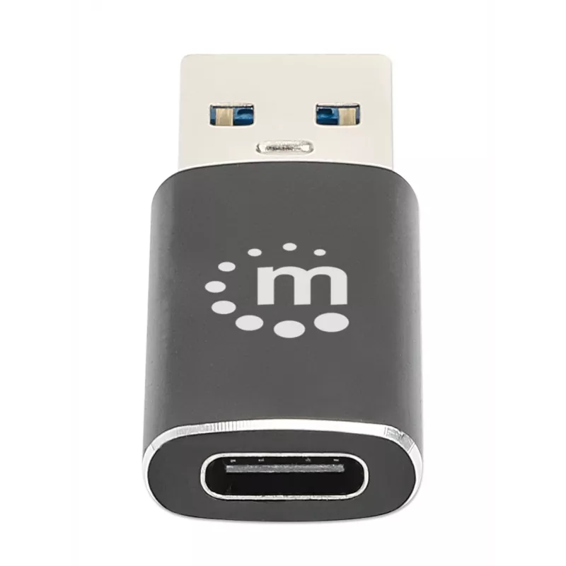 Manhattan USB-C uz USB-A adapteris, sieviešu uz vīriešu, 10 Gbps (USB 3.2 Gen2 jeb USB 3.1), SuperSpeed+ USB, melns, mūža garantija