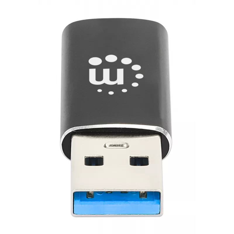 Manhattan USB-C uz USB-A adapteris, sieviešu uz vīriešu, 10 Gbps (USB 3.2 Gen2 jeb USB 3.1), SuperSpeed+ USB, melns, mūža garantija
