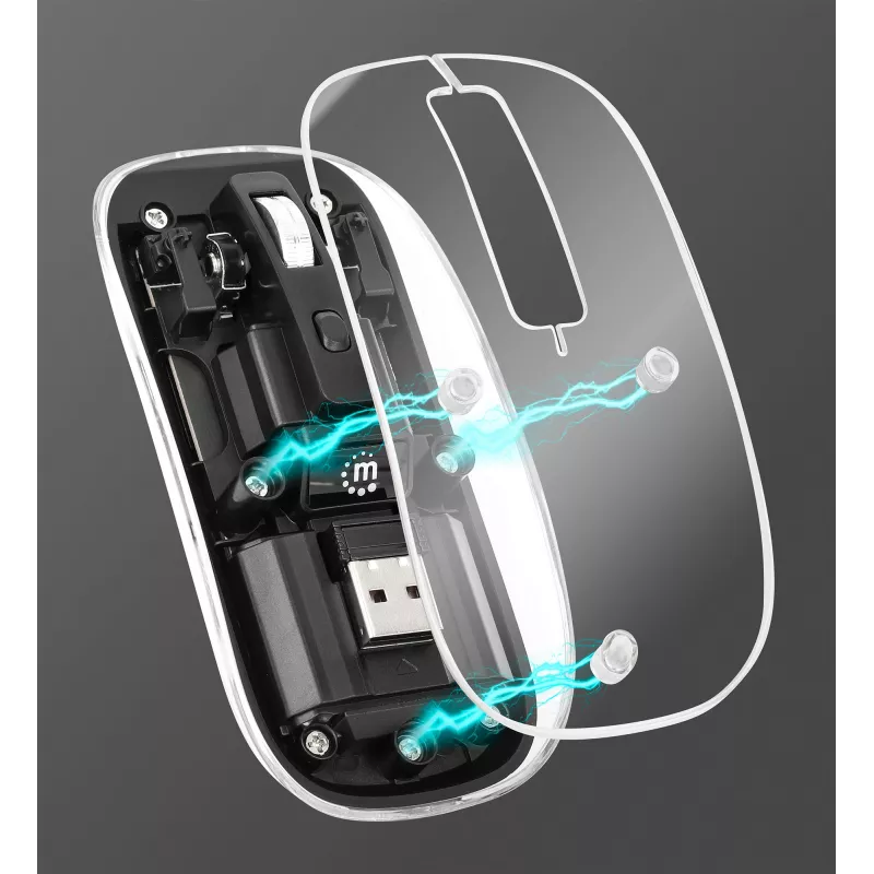 Bezvadu pele Manhattan Transparent uzlādējama USB