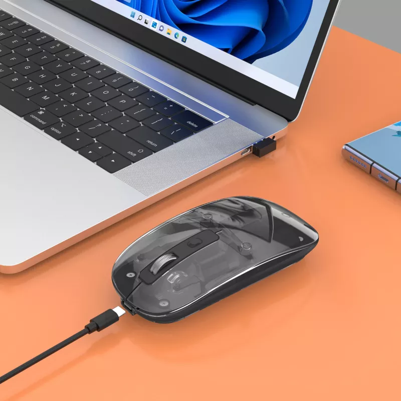 Bezvadu pele Manhattan Transparent uzlādējama USB