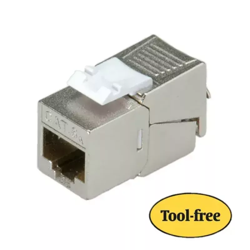 Keystone ligzda ROLINE Cat.6a RJ-45 ekranēta bezinstrumentu plāns sudraba