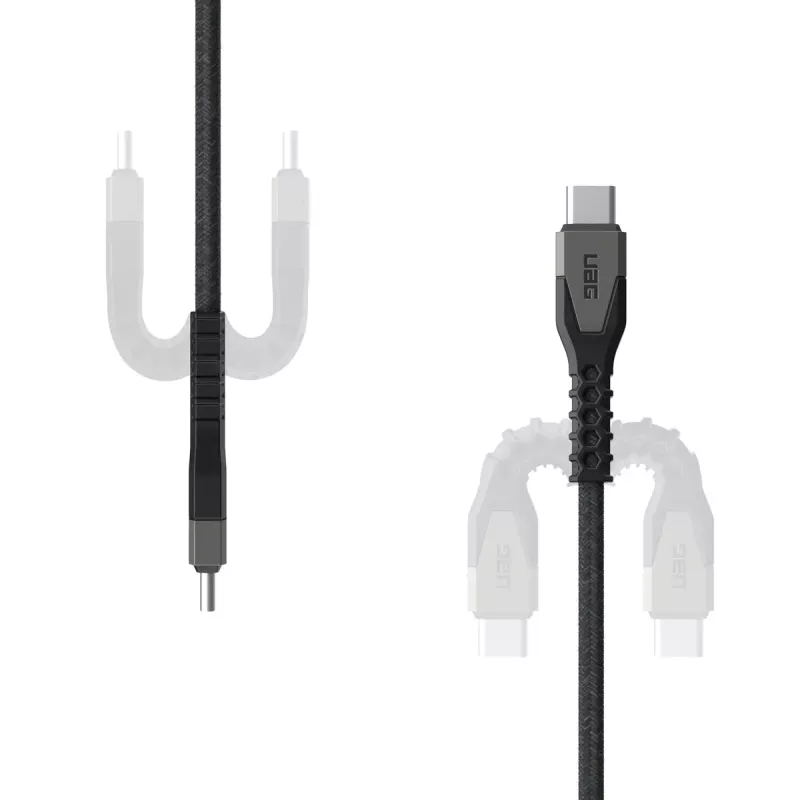 USB-C uz USB-C strāvas kabelis EATON Urban Armor Gear Kevlar Core 1,5 m, USB 2.0, melns/pelēks