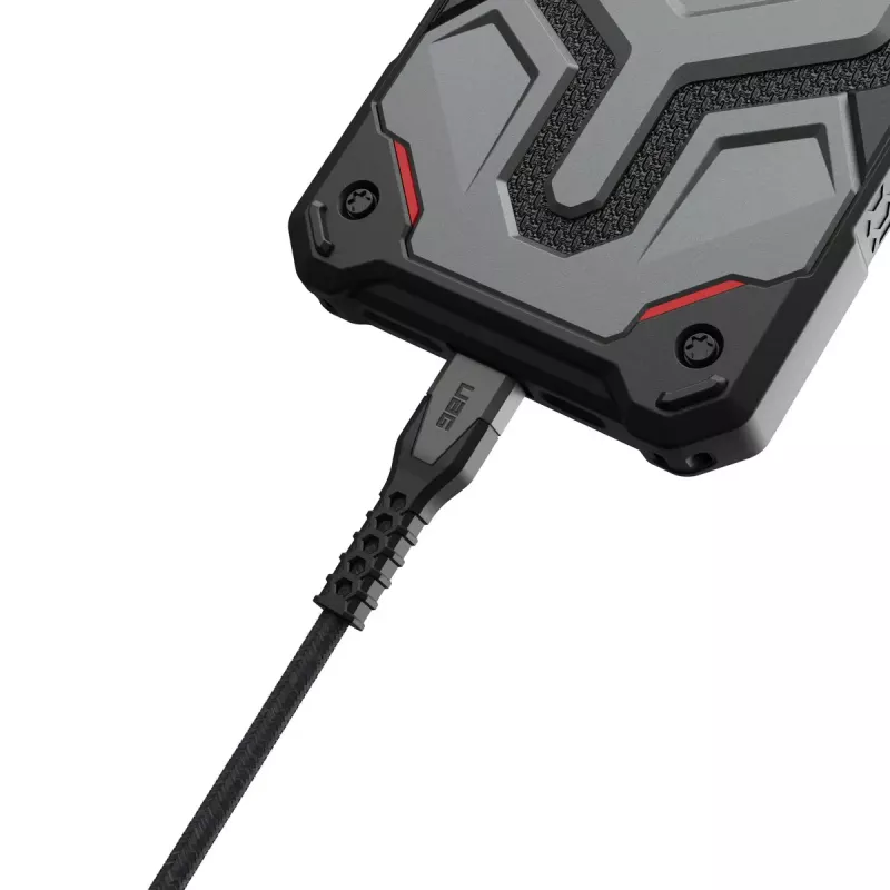 USB-C uz USB-C strāvas kabelis EATON Urban Armor Gear Kevlar Core 1,5 m, USB 2.0, melns/pelēks
