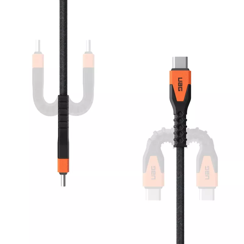 USB-C uz USB-C strāvas kabelis Eaton 1,5 m — Kevlara serdenis, USB 2.0, melns/oranžs