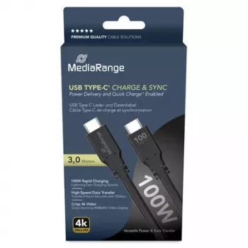 USB kabelis MediaRange MRCS218 3 m USB 3.2 Gen 1 USB C melns