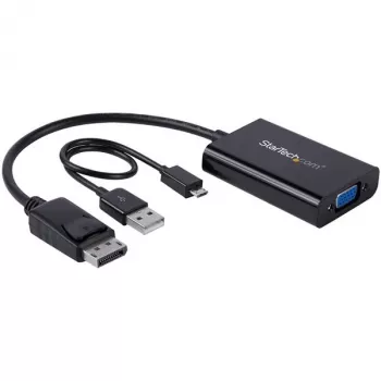 StarTech.com DisplayPort uz VGA adapteris ar audio, 0,184 m, 1920 x 1200 pikseļi, 1080p, melns, aktīvais video pārveidotājs, 0 - 70 °C
