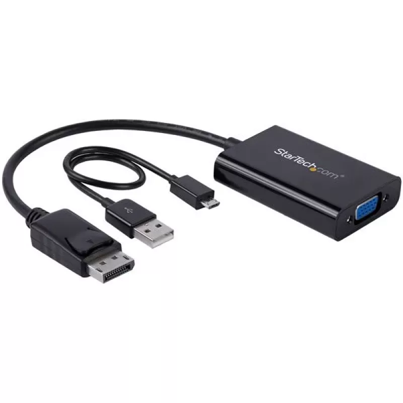 StarTech.com DisplayPort uz VGA adapteris ar audio, 0,184 m, 1920 x 1200 pikseļi, 1080p, melns, aktīvais video pārveidotājs, 0 - 70 °C