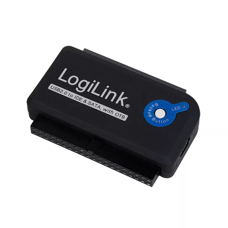 Interfeisa kartes adapteris LOGILINK AU0006C — USB Type-A uz IDE/ATA un SATA, 1,2 m kabelis, melns