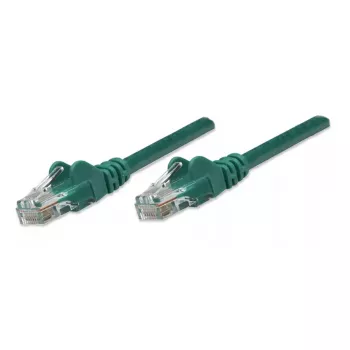 Intellinet tīkla komutācijas kabelis, Cat5e, 0,5 m, zaļš, CCA, U/UTP, PVC, RJ45, zeltīti kontakti, aizķeršanās novēršanas konstrukcija, aizsargapvalks, mūža garantija