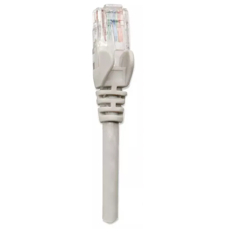 Intellinet tīkla komutācijas kabelis, Cat5e, 2m, pelēks, CCA, U/UTP, PVC, RJ45, zelta pārklājuma kontakti, bez aizķeršanās, ar uzmavu, mūža garantija