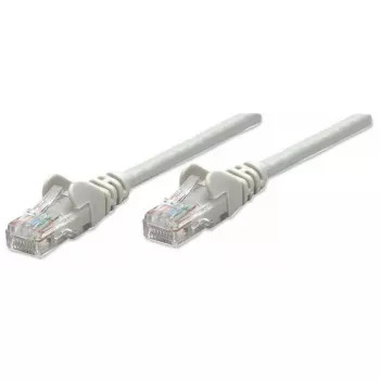 Intellinet tīkla komutācijas kabelis, Cat5e, 2m, pelēks, CCA, U/UTP, PVC, RJ45, zelta pārklājuma kontakti, bez aizķeršanās, ar uzmavu, mūža garantija