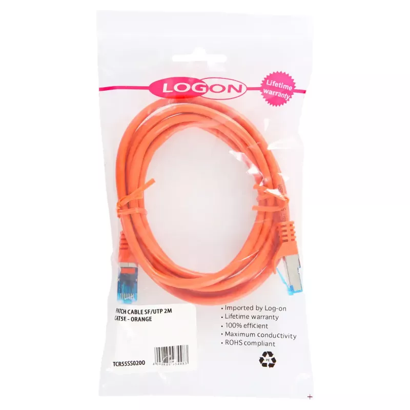 Tīkla kabelis LOGON TCR55SS075O Cat5e SF/UTP (S-FTP) oranžs, RJ-45—RJ-45, 7 m