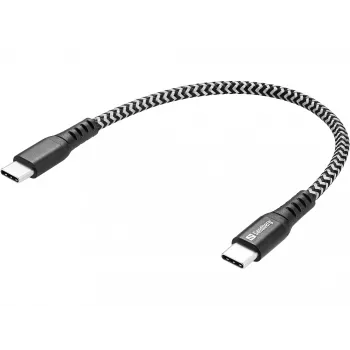 USB-C kabelis Sandberg Survivor 0.2M 100W Melns Balts