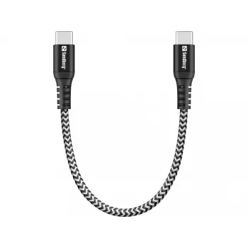 USB-C kabelis Sandberg Survivor 0.2M 100W Melns Balts