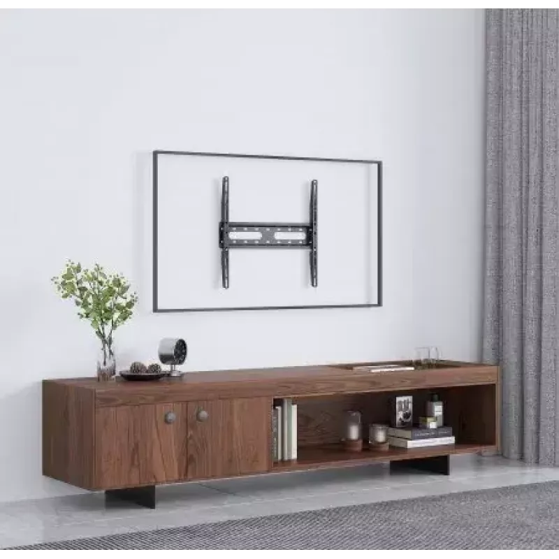 Manhattan TV un monitora stiprinājums – fiksēts zemprofila sienas stiprinājums, 1 ekrāns, 32–55 collas, melns, VESA 75x75 līdz 400x400 mm, maks. slodze 45 kg