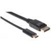 Manhattan USB-C uz DisplayPort kabelis, 4K@60Hz, 1m, vīriešu-vīriešu, melns, nav divvirzienu, trīs gadu garantija, ekvivalente CDP2DP1MBD