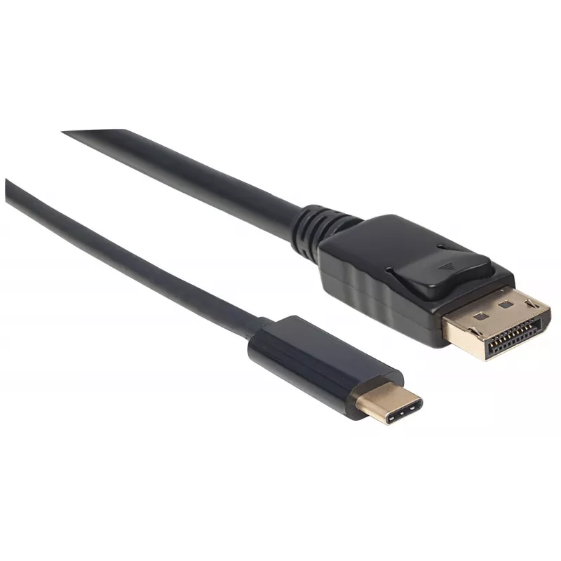 Manhattan USB-C uz DisplayPort kabelis, 4K@60Hz, 1m, vīriešu-vīriešu, melns, nav divvirzienu, trīs gadu garantija, ekvivalente CDP2DP1MBD