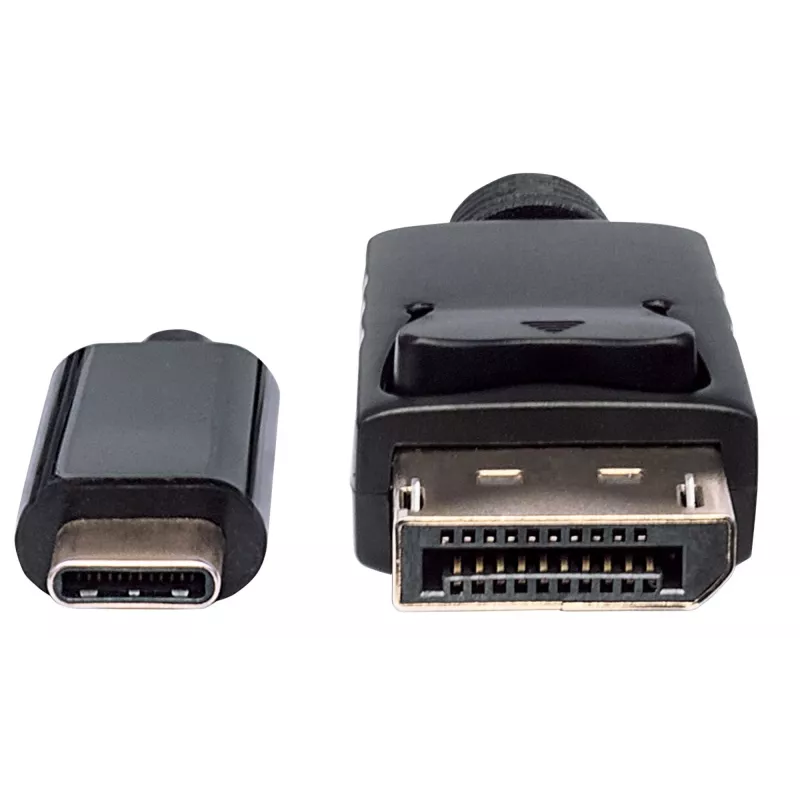 Manhattan USB-C uz DisplayPort kabelis, 4K@60Hz, 1m, vīriešu-vīriešu, melns, nav divvirzienu, trīs gadu garantija, ekvivalente CDP2DP1MBD