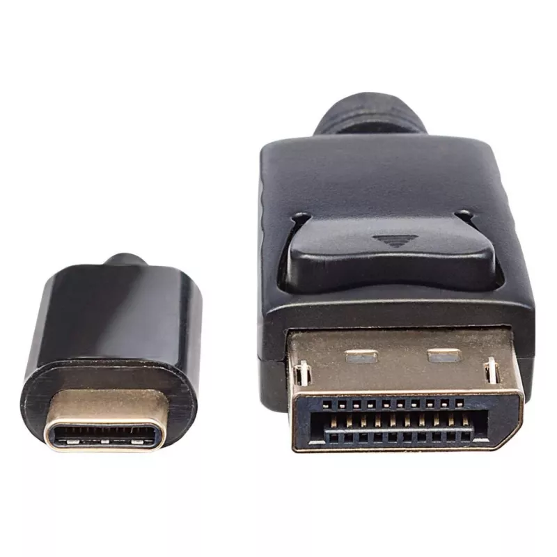 Manhattan USB-C uz DisplayPort kabelis, 4K@60Hz, 2m, vīrietis-vīrietis, melns, nav divvirzienu, trīs gadu garantija, līdzvērtīgs CDP2DP2MBD