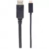 Manhattan USB-C uz DisplayPort kabelis, 4K@60Hz, 2m, vīrietis-vīrietis, melns, nav divvirzienu, trīs gadu garantija, līdzvērtīgs CDP2DP2MBD
