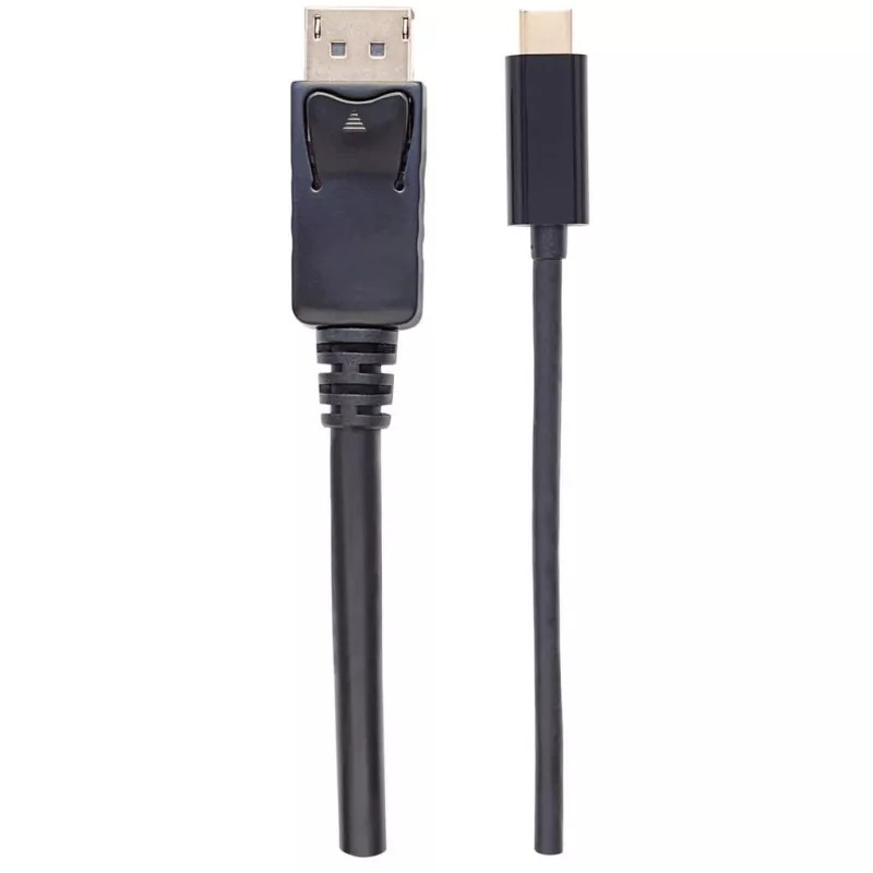 Manhattan USB-C uz DisplayPort kabelis, 4K@60Hz, 2m, vīrietis-vīrietis, melns, nav divvirzienu, trīs gadu garantija, līdzvērtīgs CDP2DP2MBD