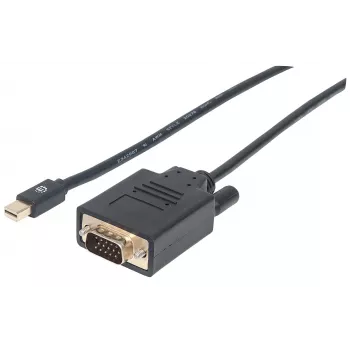 Manhattan Mini DisplayPort 1.2a uz VGA kabelis, 1080@60Hz, aktīvs, 1,8 m, vīrišķais uz vīrišķo, melns, polietilēna maisiņš